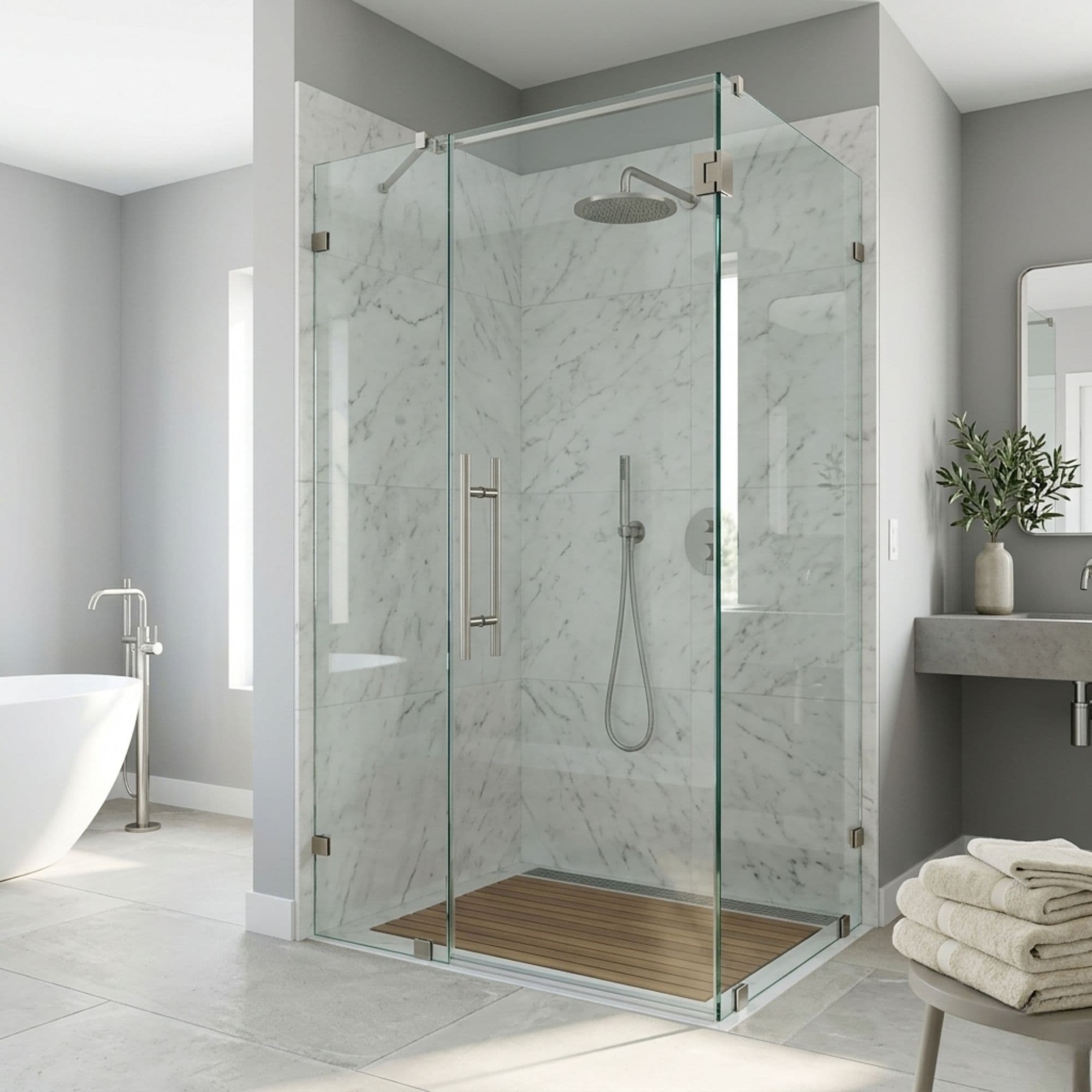 Custom shower enclosure and balcony glass installation